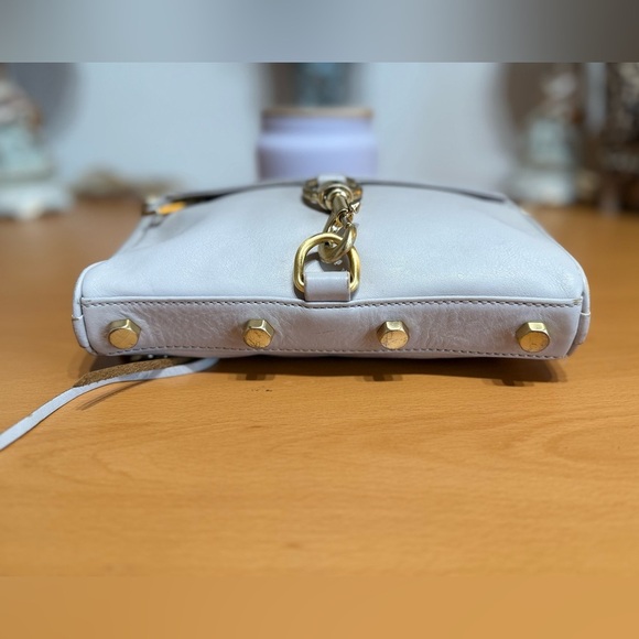 Rebecca Minkoff Cream Structured Crossbody Bag with Gold Chain - Picture 6 of 10